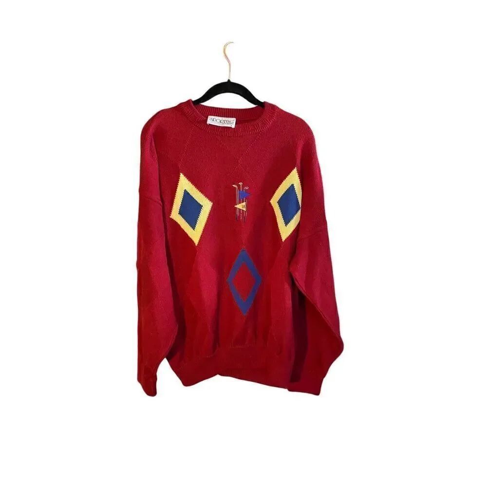 Sporting occasions, men’s vintage, long sleeve burgundy, sweater, size large ￼